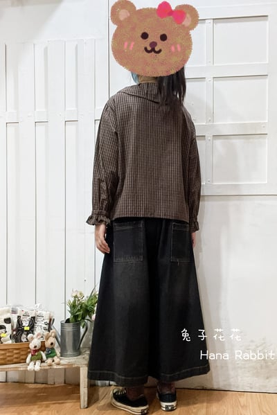 森系大翻領格紋開襟上衣(咖) 141223