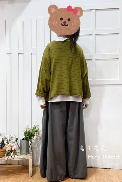 WE家條紋寛袖棉質上衣(薑黃) 194523