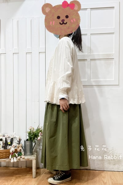 日系不敗款拚接蕾絲開襟上衣(杏) 143232