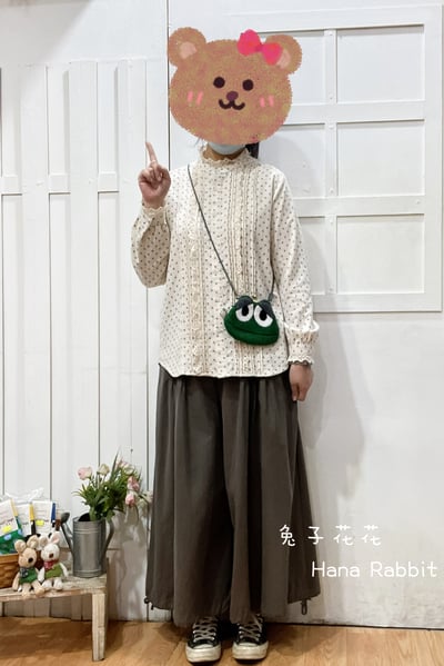 森系磨毛波點木耳領開襟衫 149841