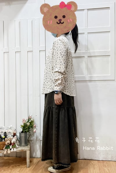 森系甜美小碎花木耳領磨毛開襟衫 155742