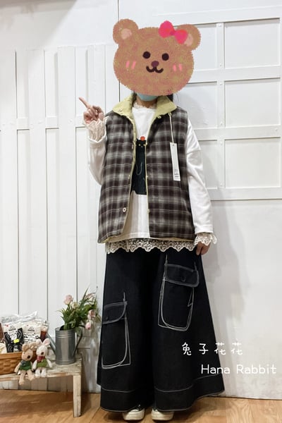 日系雙面穿立領鋪棉背心 311174