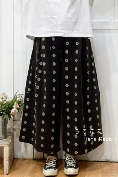 WE家印花毛呢內加絨闊腿造型褲 159601