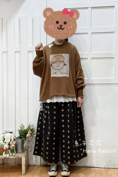 新色到❤❤WE家厭世女印花毛圈棉上衣(駝) 159501