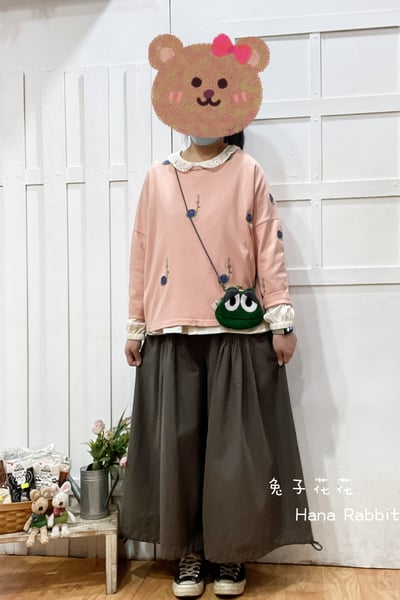 可愛感刺繡小鍋重磅棉上衣(粉) 135711