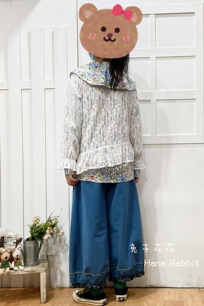 森系親膚簍空不規則蕾絲上衣(白) 140453