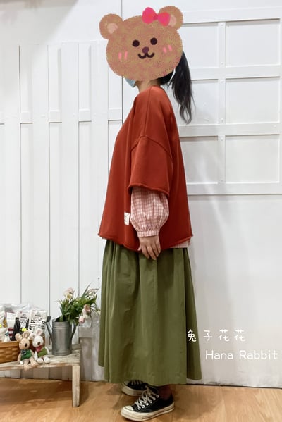 WE家簡約小布標毛圈棉上衣(橘紅) 143602