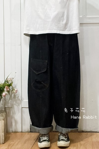 日系明線口袋造型哈倫褲 210021