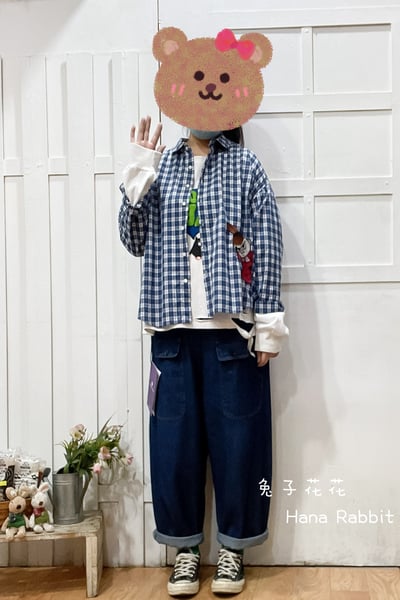 童趣小美格紋開襟衫(藍) 175451