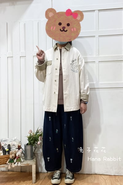 日系原單撞色刺繡飛鳥開襟衫 165451