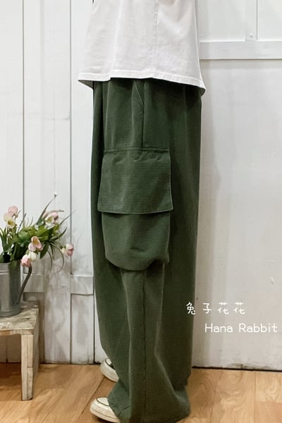 日系復古加絨工裝闊腿造型褲 211282