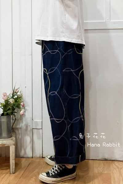 日系復古刺繡丹寧直筒褲 169142