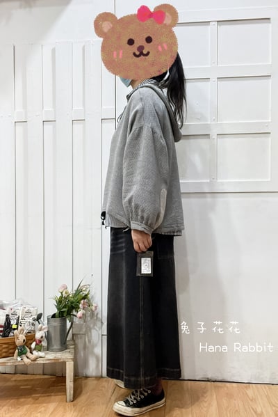 WE家菱格壓紋連帽可縮腰上衣(灰) 143902