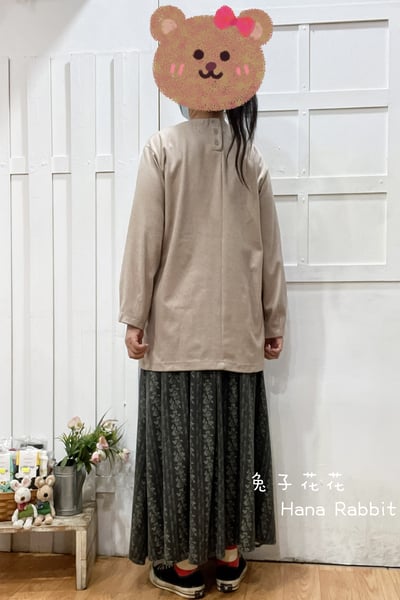 森系簡約刺繡花磨毛中長上衣 175343