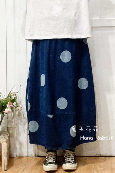 WE家波點印花丹寧花苞裙 210021