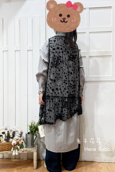 日系波點透膚不規則造型背心(黑) 143323