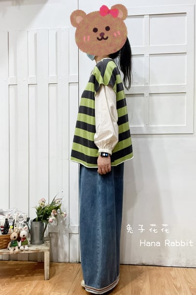 WE家前後2穿條紋毛圈棉背心(綠) 194255