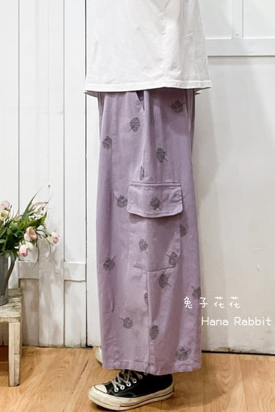 WE家刺繡花闊腿工裝褲(淺紫) 171692