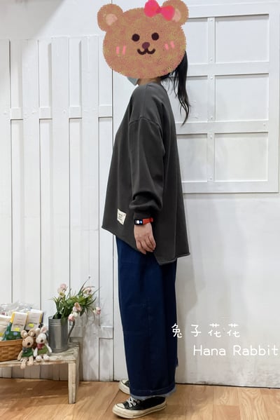 WE家破損感小布標毛圈棉上衣(灰) 183522