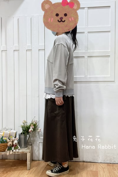 日系不規則拚接毛圈棉上衣(淺灰) 153842