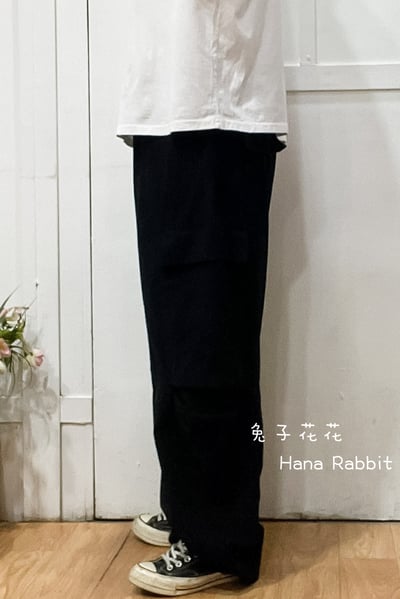 WE家可縮腳落地工裝造型褲(黑) 310172