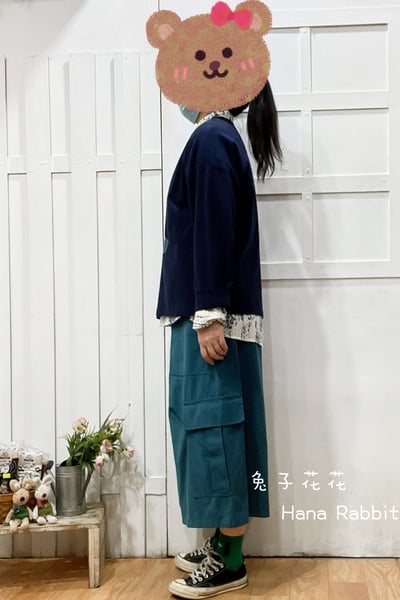 刺繡花重磅棉上衣(藍) 133142