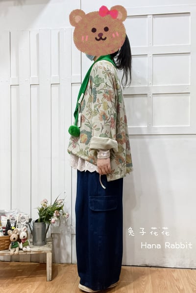 WE家復古印花寛袖毛圈棉上衣 145692