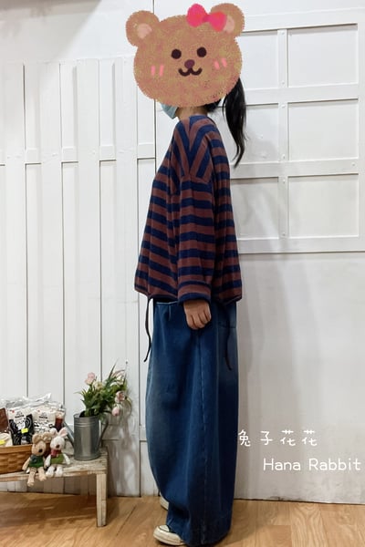 WE家慵懶撞色條紋上衣(咖紅) 160652