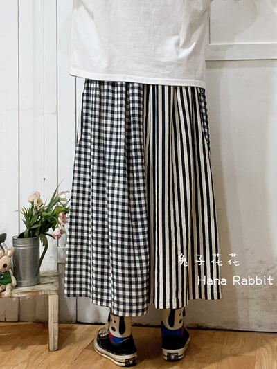 WE家大小格拚接造型裙(藍格) 309093