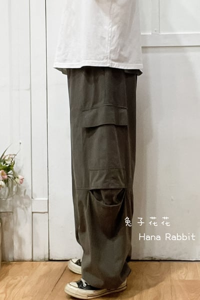 WE家可縮腳落地工裝造型褲(灰) 310172