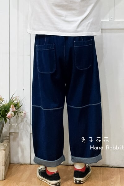 日系明線丹寧直筒褲 142943