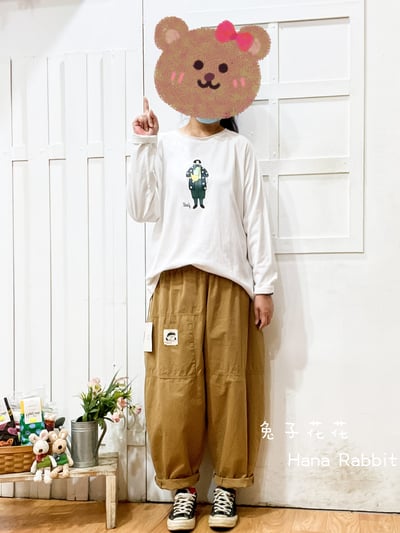 日系不敗款印花棉質上衣(白) 209101