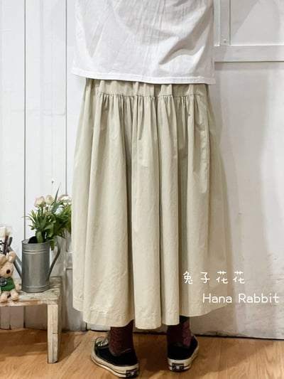 WE家小布標休閒大擺造型裙(米) 175803