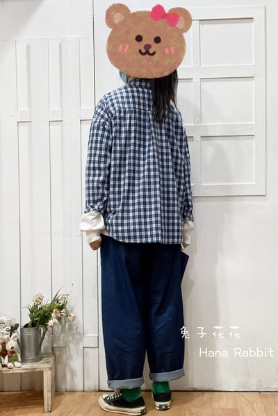 童趣小美格紋開襟衫(藍) 175453