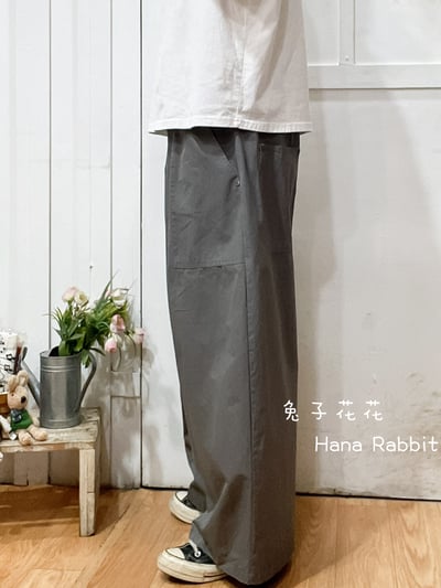日系簡約彩繩闊腿寛褲(灰) 144132