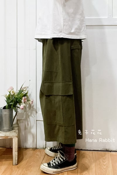 熱賣追加❤❤WE家工裝八分闊腿造型褲(綠) 173342