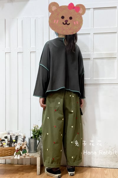 WE家包邊小布標短版上衣(深灰) 139403