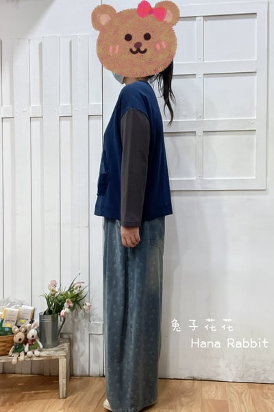 日系撞色拚接棉質上衣 139362