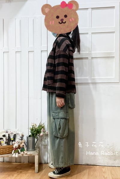 不敗款條紋連帽開襟上衣(咖紅) 209182