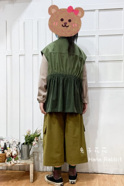 日系原單異布材質不修邊工裝背心 155353