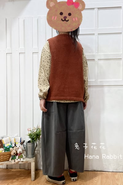 森系花朵小鴨針織背心(棗紅) 140533