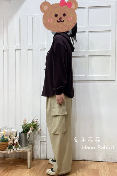 日系簡約連帽德絨上衣(咖紫) 311272