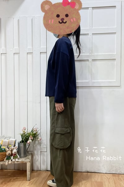 日系刺繡花重磅棉上衣(藍) 123642