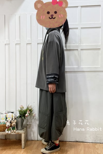 日系小飛鳥德絨拚接袖上衣(灰) 157502