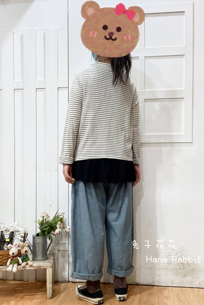 人物印花條紋棉質上衣 309293