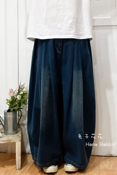 日系復古刷色灣刀闊腿造型褲 210101