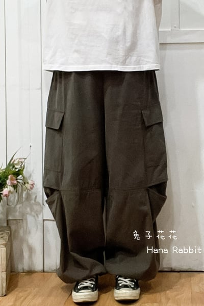 WE家可縮腳落地工裝造型褲(灰) 310171