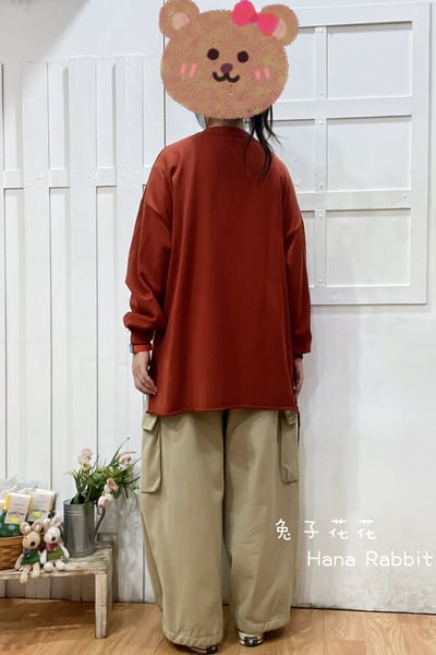 WE家破損感小布標毛圈棉上衣(橘) 183523