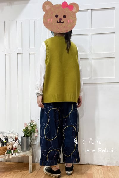 日系卡通減齡針織背心(芥黃) 211183