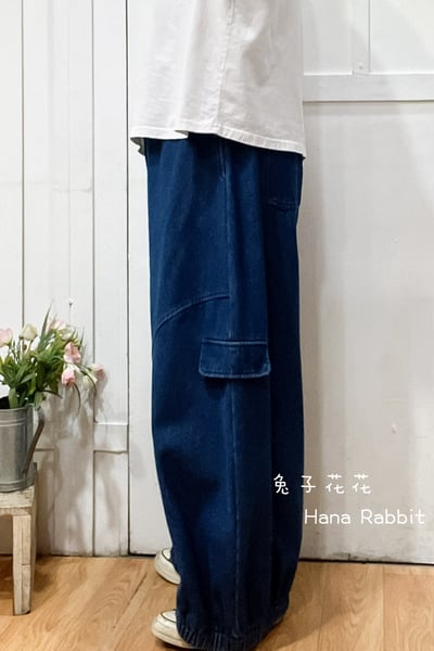 日系丹寧加絨工裝造型休閒褲 211282